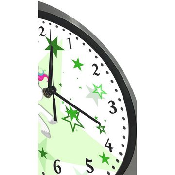 CreaDesign Funkwanduhr Funkuhr, Kinder Wanduhr, Kinderuhr, Kinderzimmer Pegasus Sterne grün (geräuscharmes Uhrwerk)