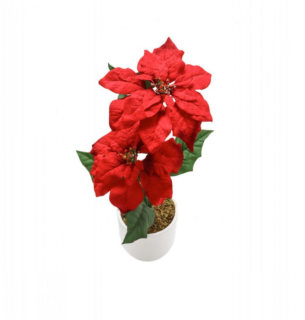 Winterliche Kunstpflanze Weihnachtsstern Kunstblume Weihnachtsblume  Weihnachtsdeko rot 668 Poinsettie, PassionMade, Höhe 49 cm, im Topf