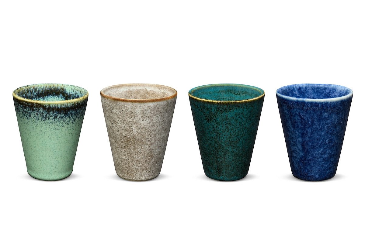 MAOCI teaware for your life Tasse Charlotte Teebecher Steingut 4er Set - 0,1 L - ohne Henkel, 1-tlg., 4er Set