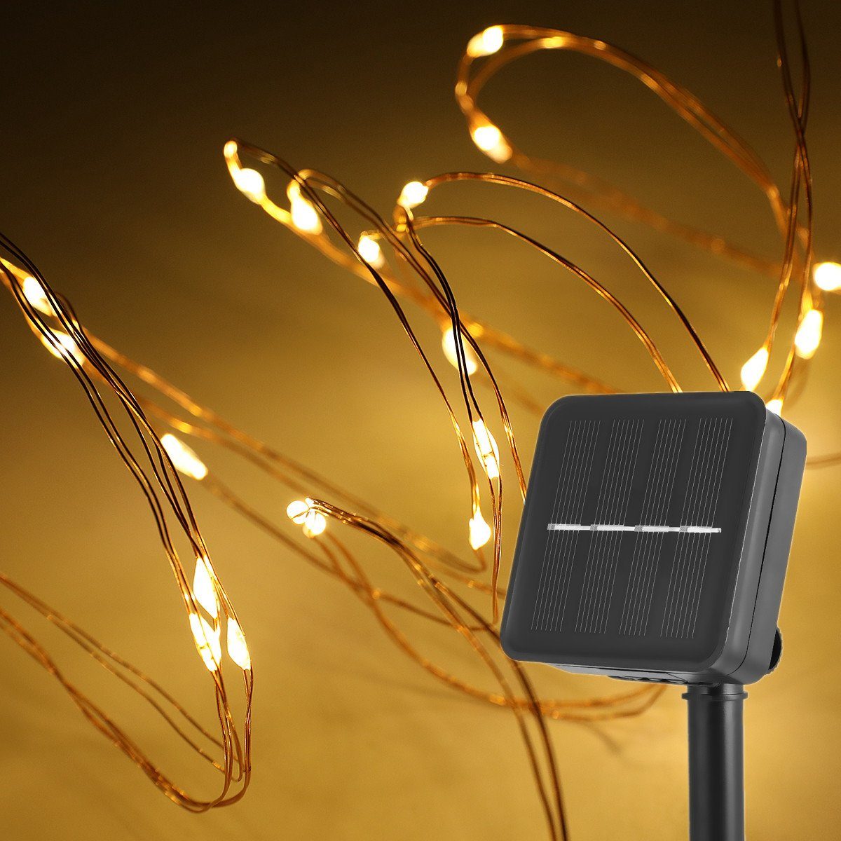 warmweiß, Garten LED integriert, Lichterkette, LED Party LEDs Dekor Solar LETGOSPT Warmweiß-20m Mehrfarbig, kaltweiß, fest Solarleuchte 100/200 Kupferdraht Außen Innen Solar Wasserdicht IP65 bunt, 200LED