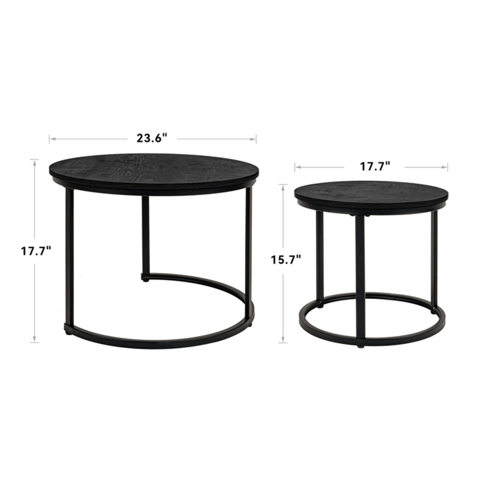 HawthyHome Couchtisch 2er-Set runde Beistelltische aus Holz & Metall (2-St) günstig online kaufen