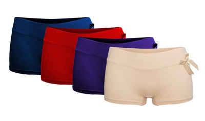 Markenwarenshop-Style Panty 4 x Damen Boxershorts Slips Panty Hot Pants Hipster Fine Woman 8012-1 Größe: XL