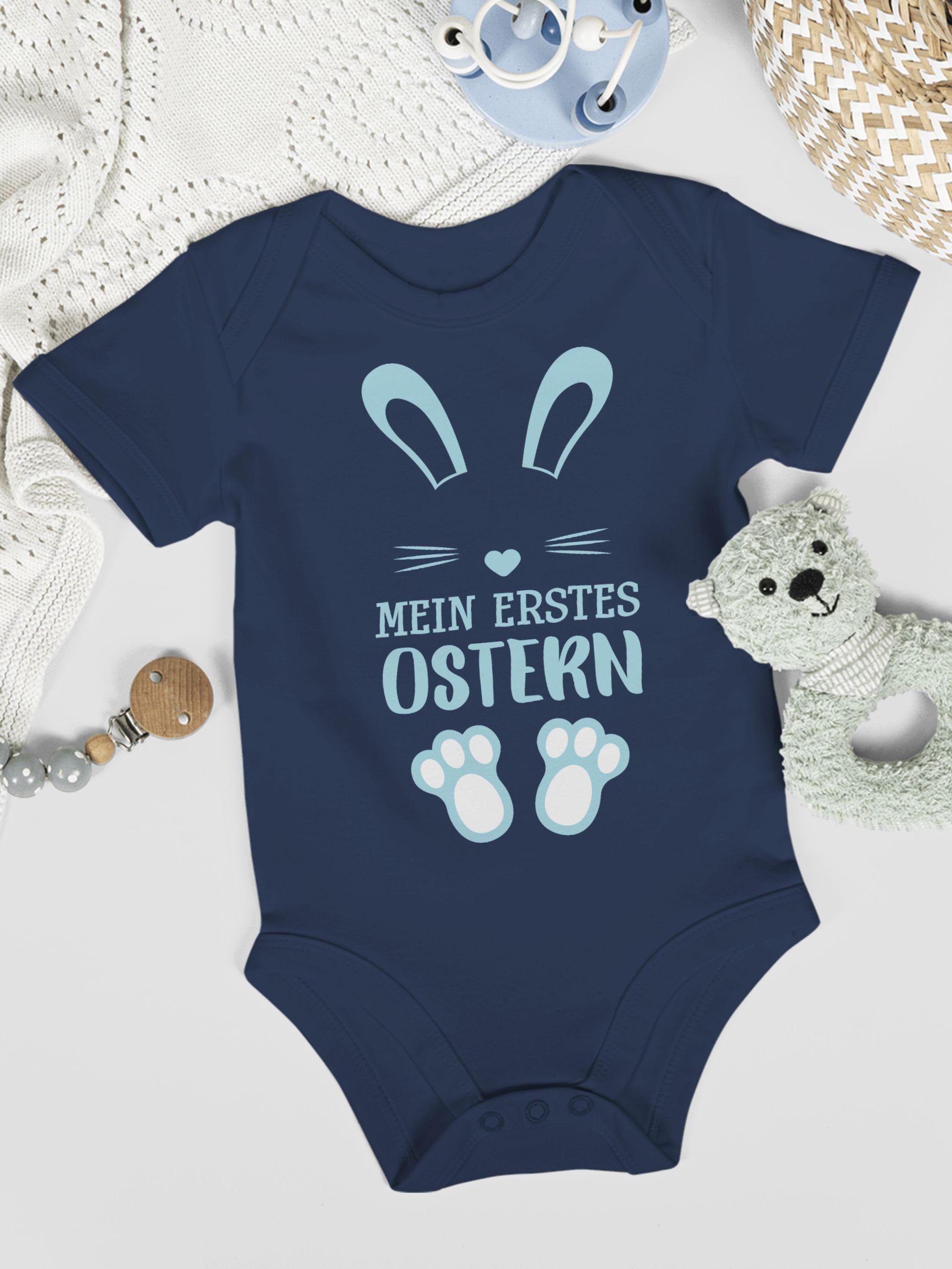 Navy Shirtracer - erstes Ostergeschenke 1 Shirtbody Mein Ostern Blau Hase