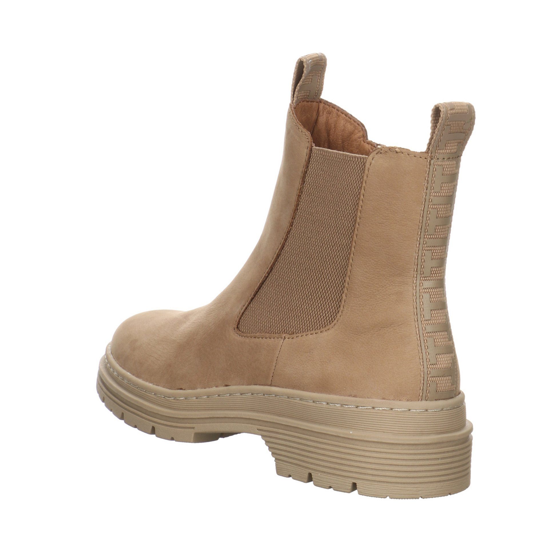 Tamaris Damen Stiefeletten Schuhe Chelsea Stiefelette Leder-/Textilkombination Camel Boots