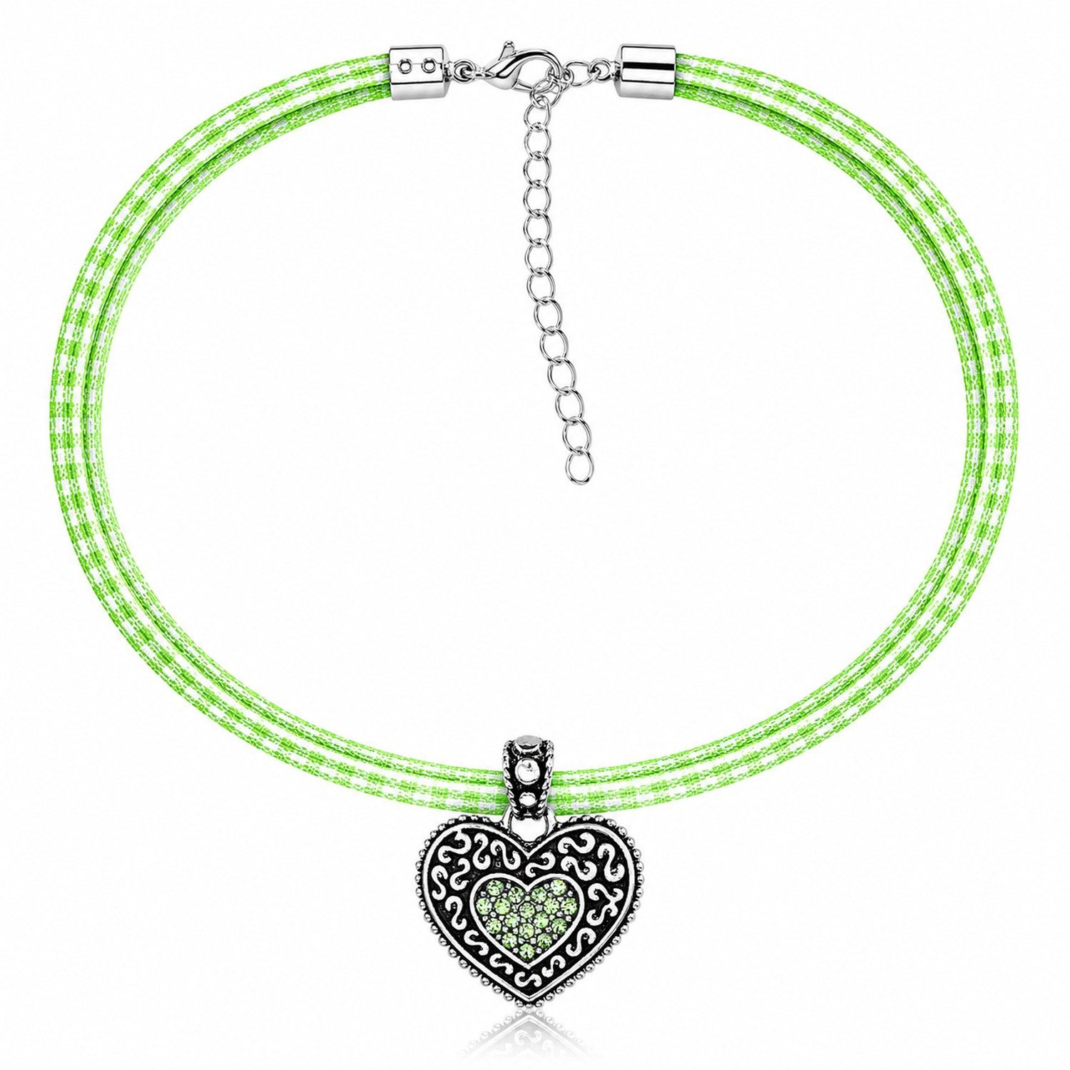 LUISIA® Herzkette LUISIA® Kinder Halskette "Herz" kariert mit Kristallen von Swarovski® – Bild 3 von 5