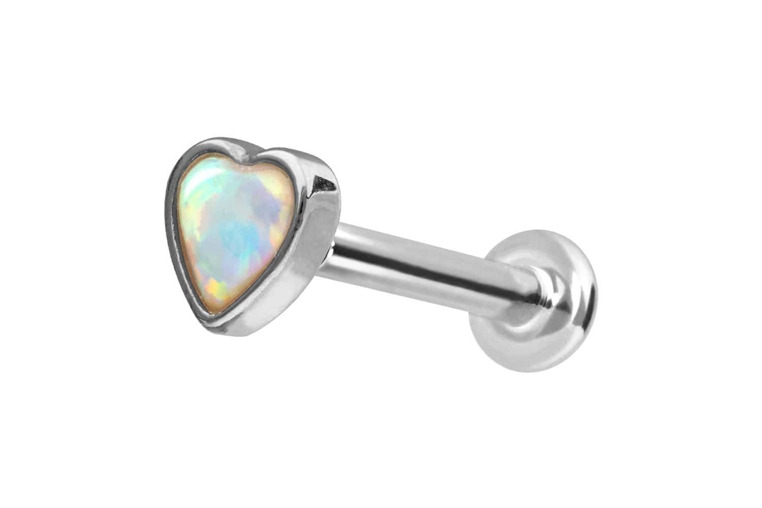PIERCINGLINE Piercing-Set 14 Karat Gold Labret mit Innengewinde SYNTHETISCHES OPALHERZ (Labrets, 1-tlg)