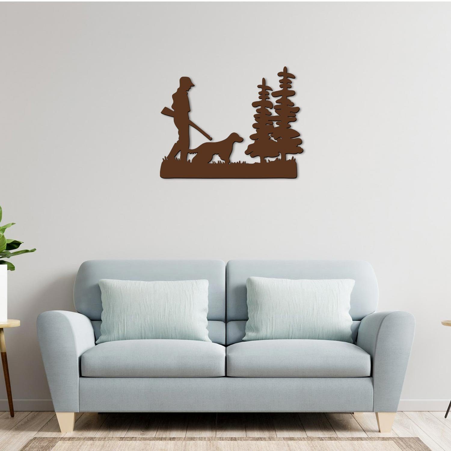 Namofactur LED Dekolicht LED Wandlampe Jagd Jäger Holz Wand Deko Lampe I Wanddeko Geschenk Idee, Ohne Zugschalter/Stern, LED fest integriert, Warmweiß