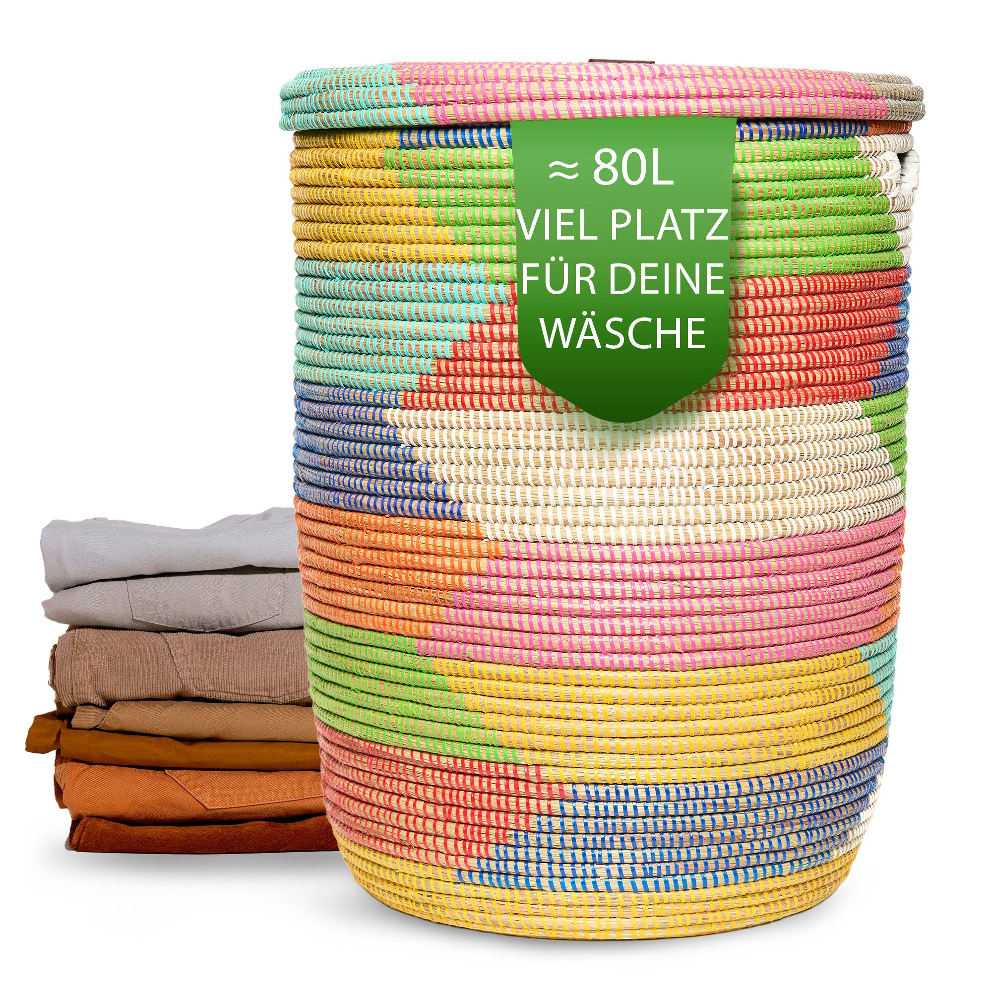 YAADU Wäschekorb mit flachem Deckel 80L günstig online kaufen