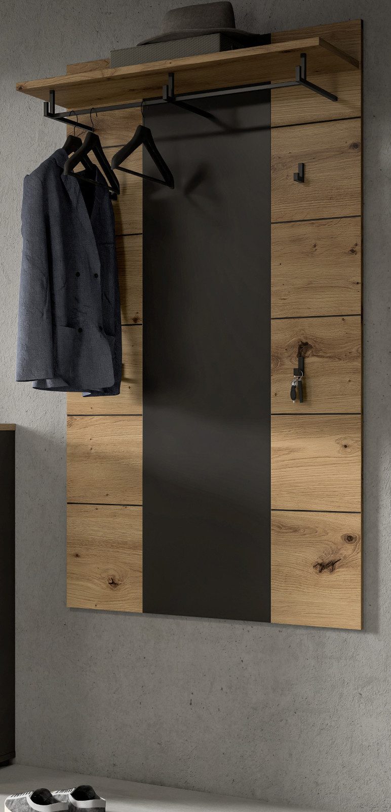Inn.Furn Garderobenpaneel Cooper (Wandgarderobe in Eiche günstig online kaufen