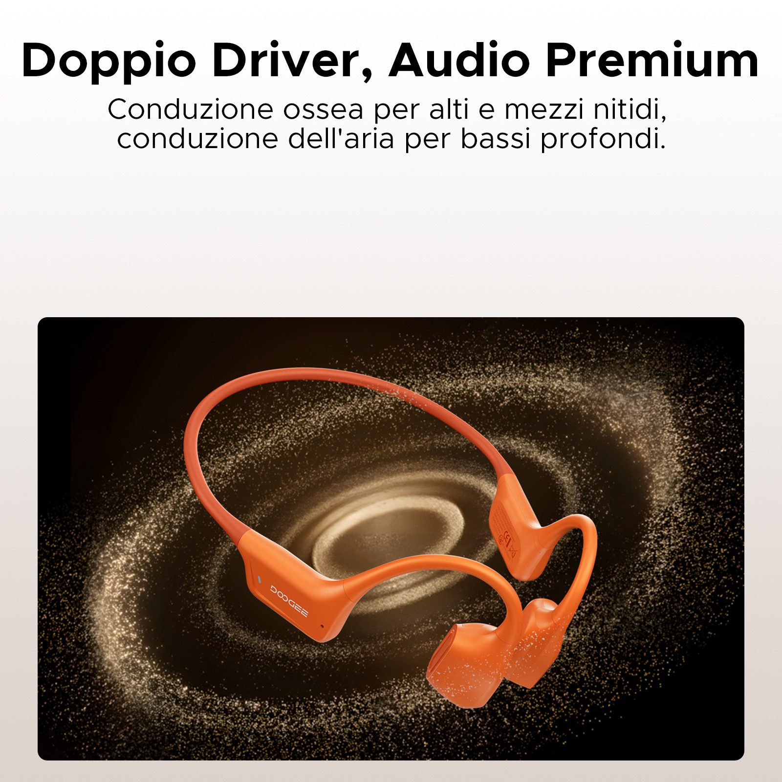 DOOGEE Knochenleitungskopfhörer IP68 Waterproof Swimming Headphones, 64GB MP3 Bluetooth-Kopfhörer (Bluetooth, Bluetooth 5.4, 10H Akku, Open Ear, Sport für Schwimmen & Laufen)