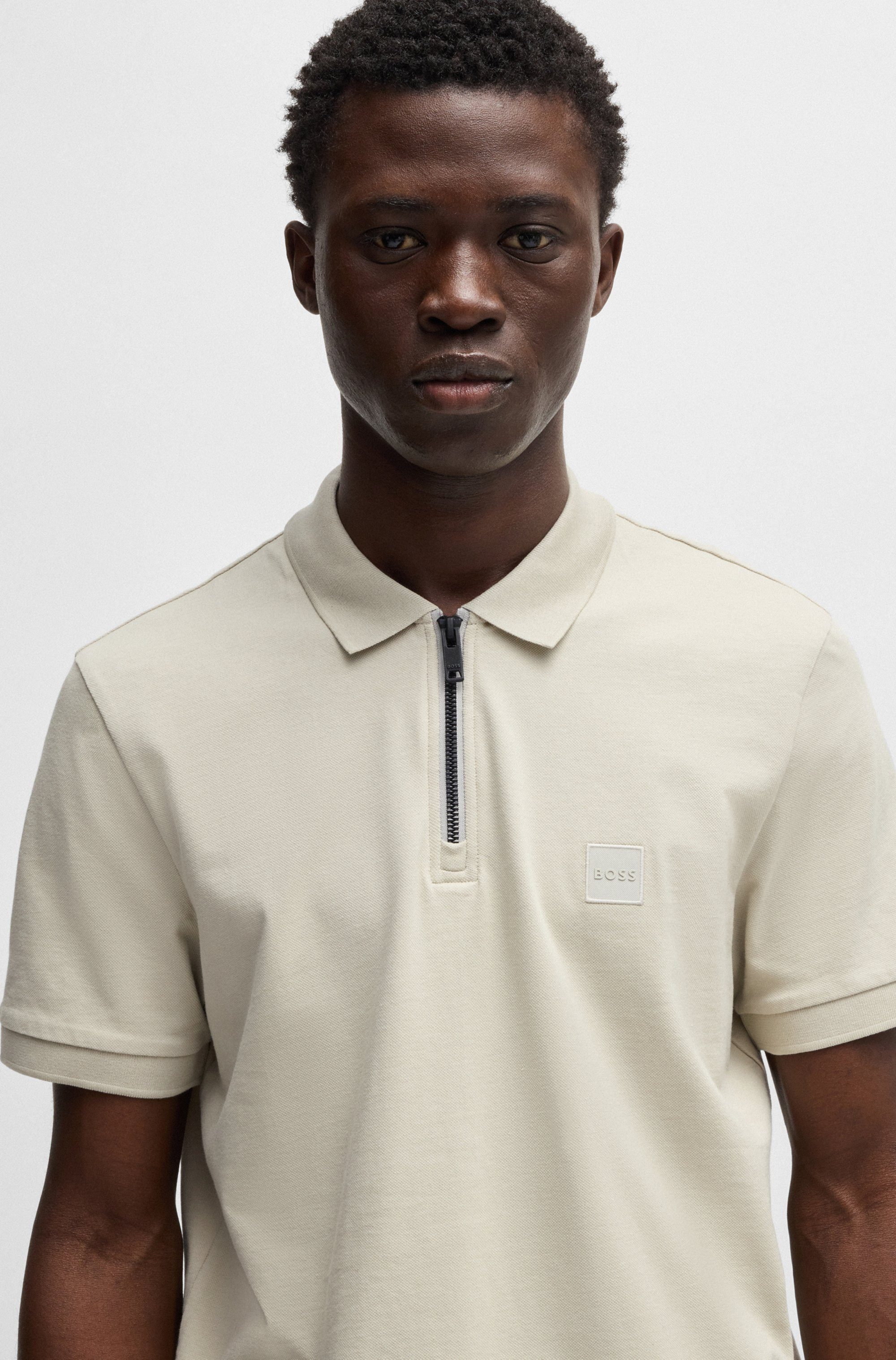 BOSS ORANGE Poloshirt Passerzip Regular Fit Zipper Zip Classic Stretch Pique Polo, pflegeleicht