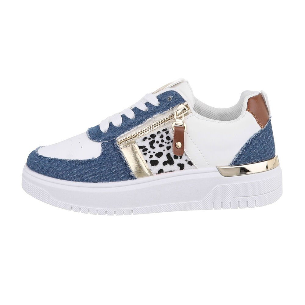 Ital-Design Damen Low-Top Freizeit Кроссовки Flach Кроссовкиs Low in Blau