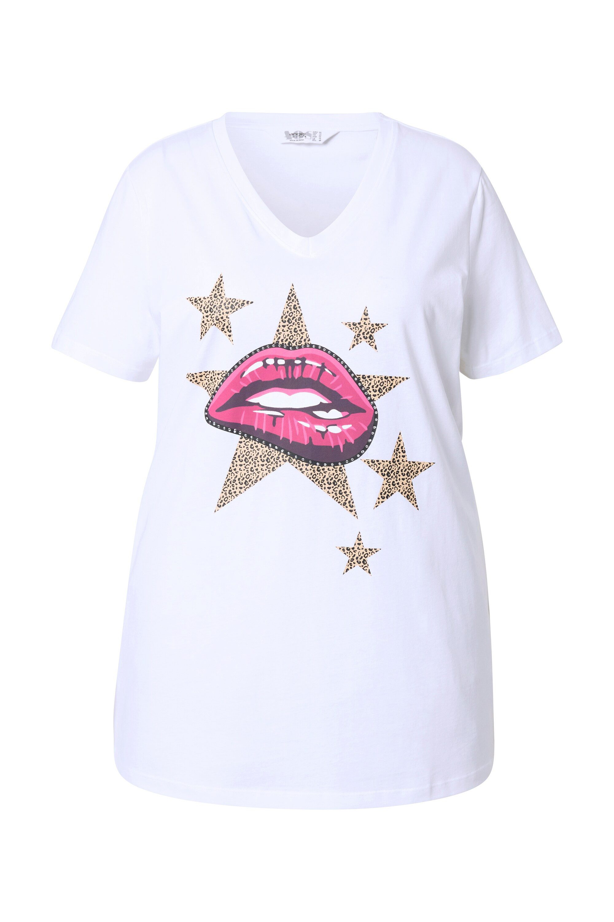 Angel of Style T-Shirt T-Shirt Komfort Fit Lippen-Motiv Ziersteinchen günstig online kaufen