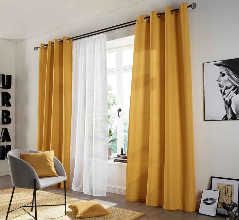 Vorhang »Raja«, my home, Ösen (2 St), blickdicht, Polyester, blickdicht, glatt, einfarbig, verschiedene Größen
