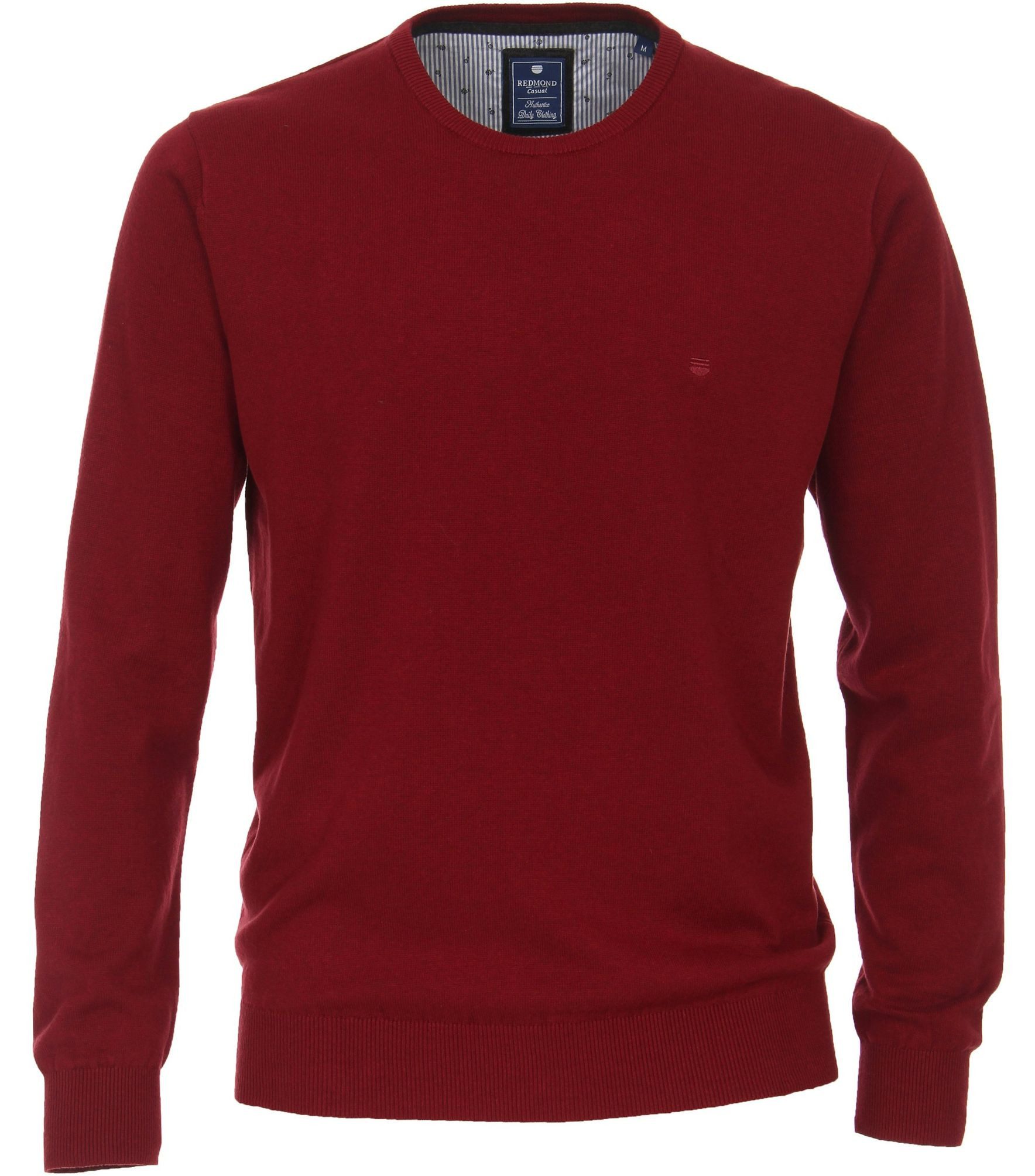 Rundhalspullover REDMOND Casual Herren Pullover Langarm Rundhals Dunkelrot