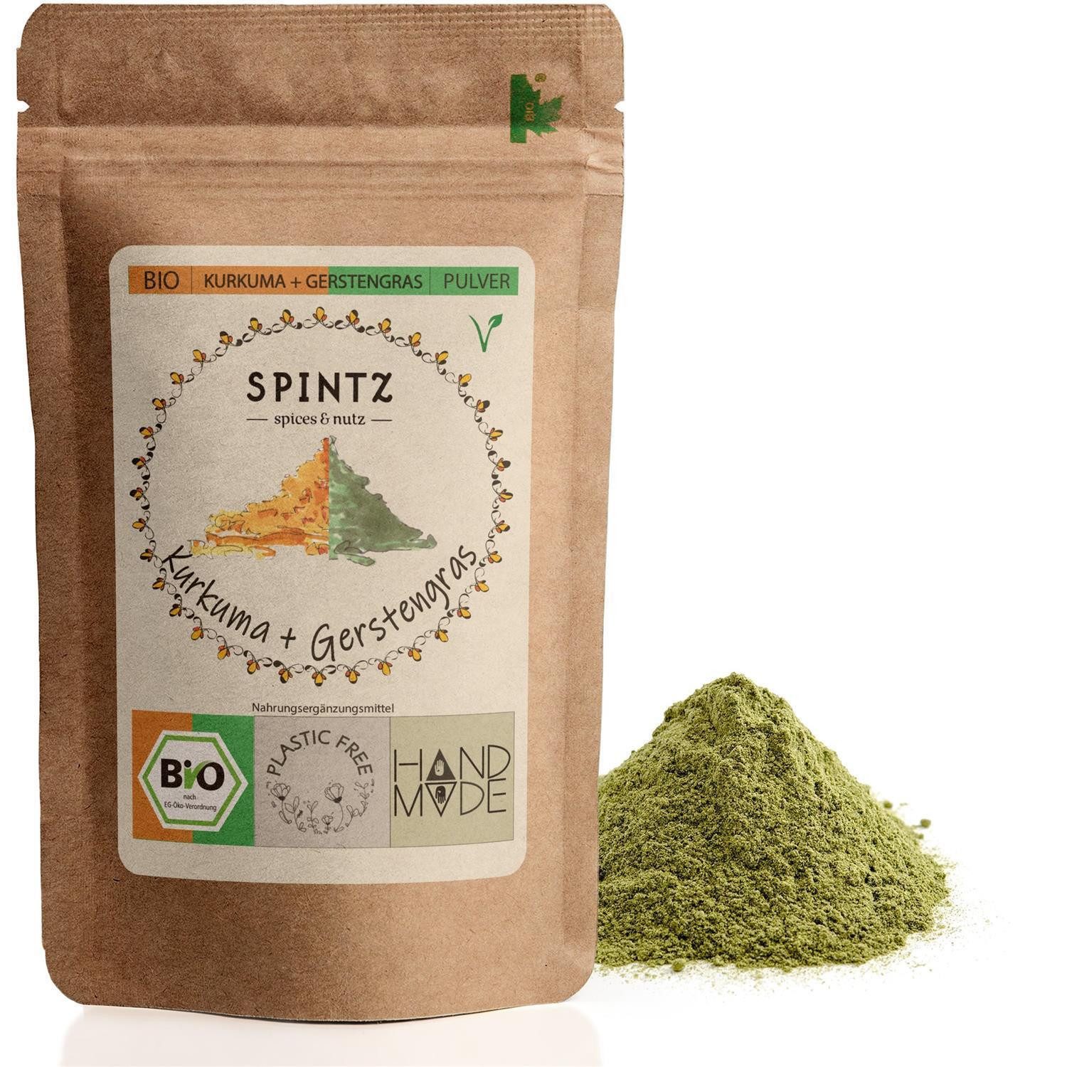 SPINTZ Bio Kurkuma Gerstengras Pulver 500g Nach Bedarf, 1 er 500 g