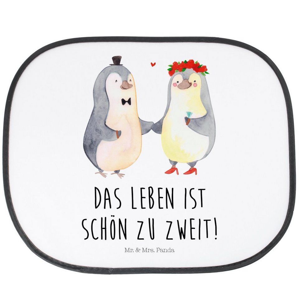 Sonnenschutz Pinguin Heirat - Weiß - Geschenk, Auto Sonnenschutz, Sonne Auto,  Sonn, Mr. & Mrs. Panda, Seidenmatt, Farbecht