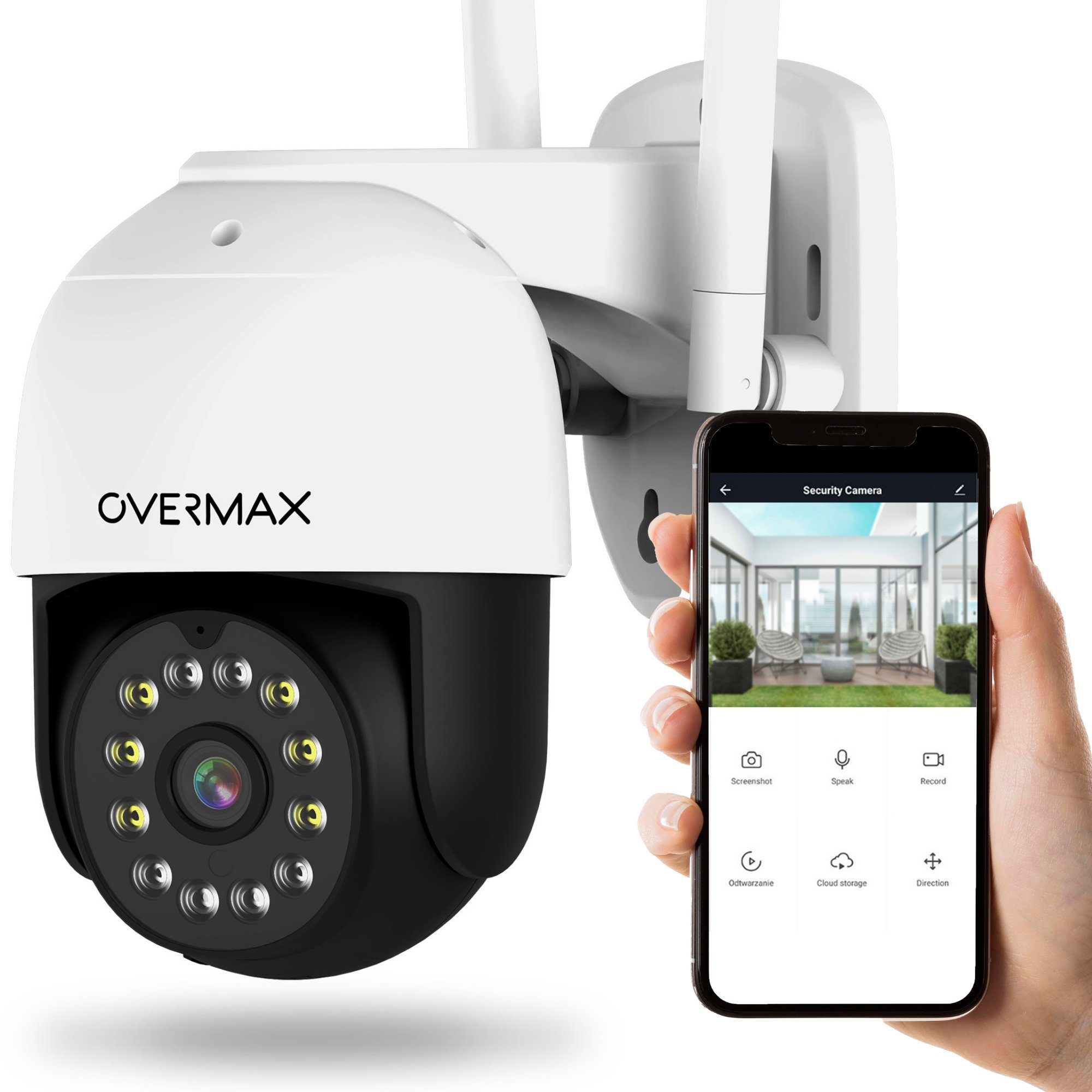 Overmax Überwachungskamera CAMSPOT 4.95 (Aussenbereich, Innenbereich, Set, Smart Wi-Fi PTZ-Kamera, Netzkabel mit Adapter, Montagesatz, 2560 x 1440 QHD/2.5K Video)