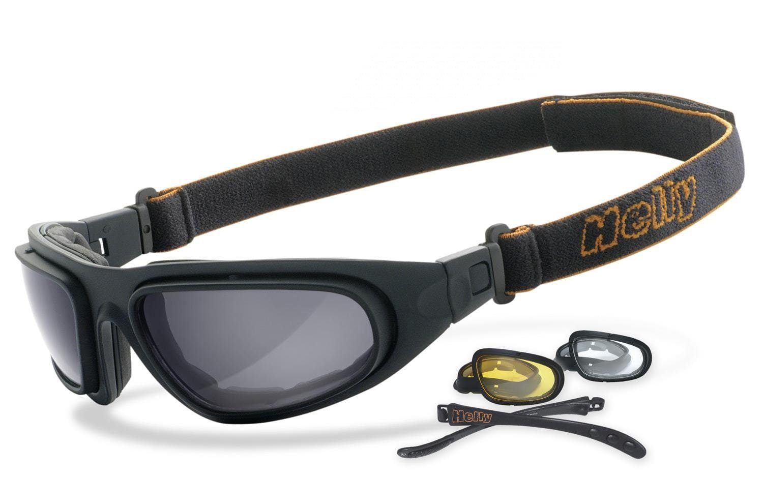 Helly - No.1 Bikereyes Motorradbrille eagle, inkl. 3 Paar Wechselgläser, Band und Bügel