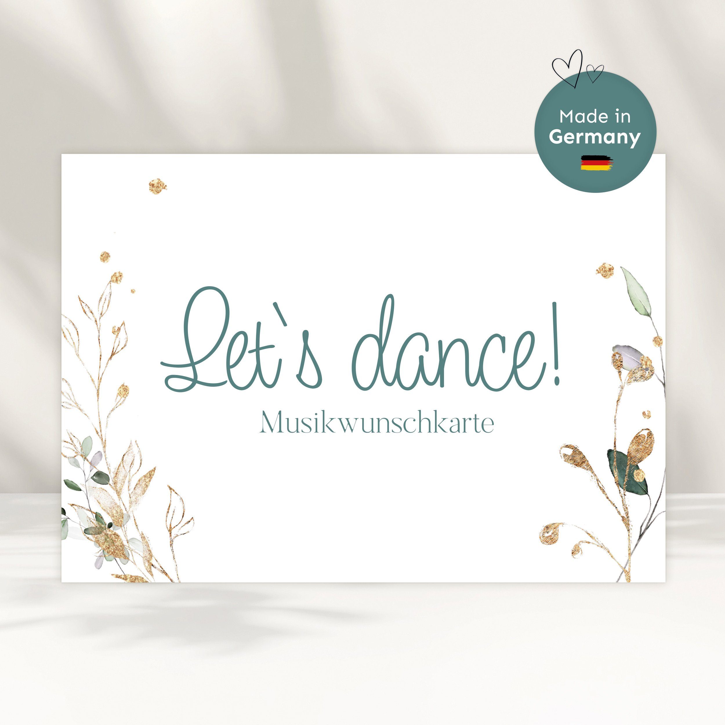 white & ivory Papierdekoration Musikwunschkarte, floral, 50 Stück, beschreibbar