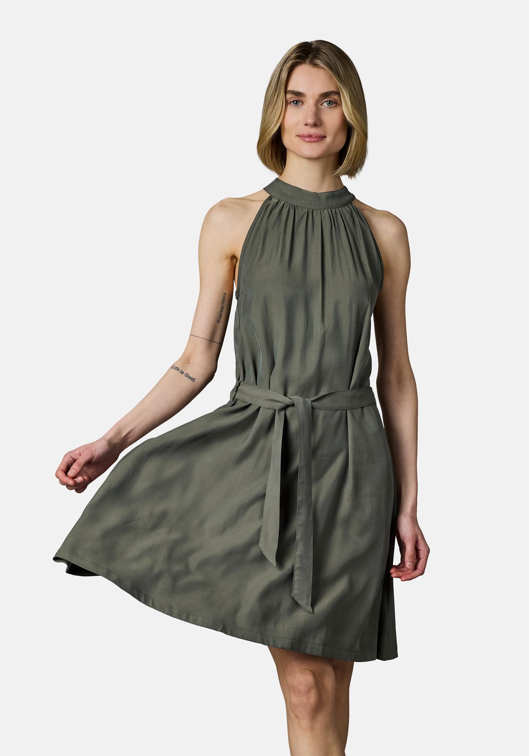 Ragwear A-Linien-Kleid Angylee Print YOUMODO Leichtes Sommerkleid mit Neckholder und Bindegürtel