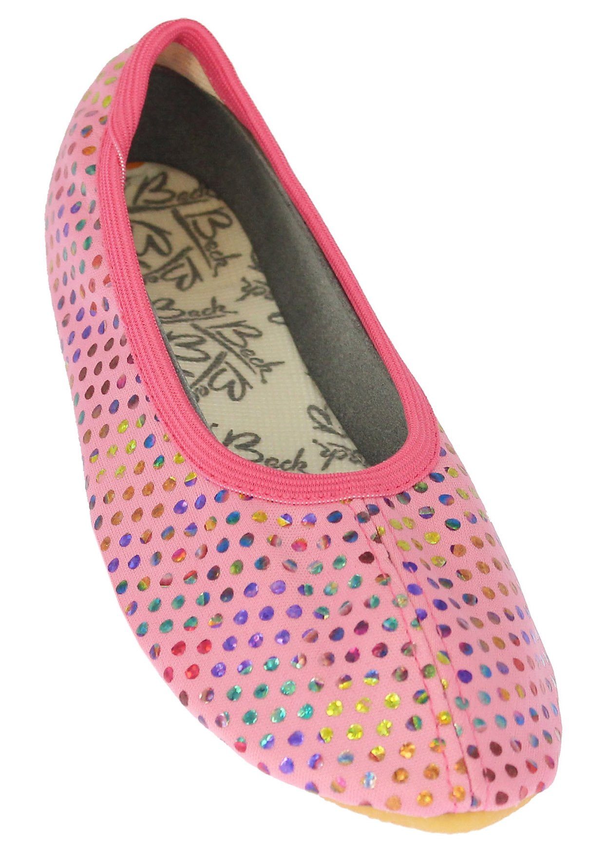 Beck Schläppchen Punkt Multi Gymnastikschuh rutschfest, Handgenäht in Deutschland