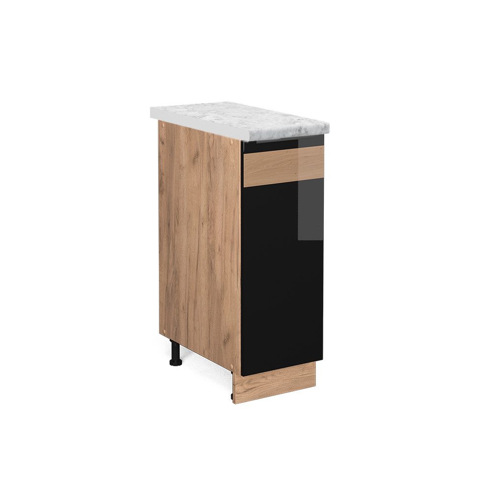 Vicco Apothekerschrank Fame-Line Schwarz Eiche hochglanz/Goldkraft Eiche 30 günstig online kaufen