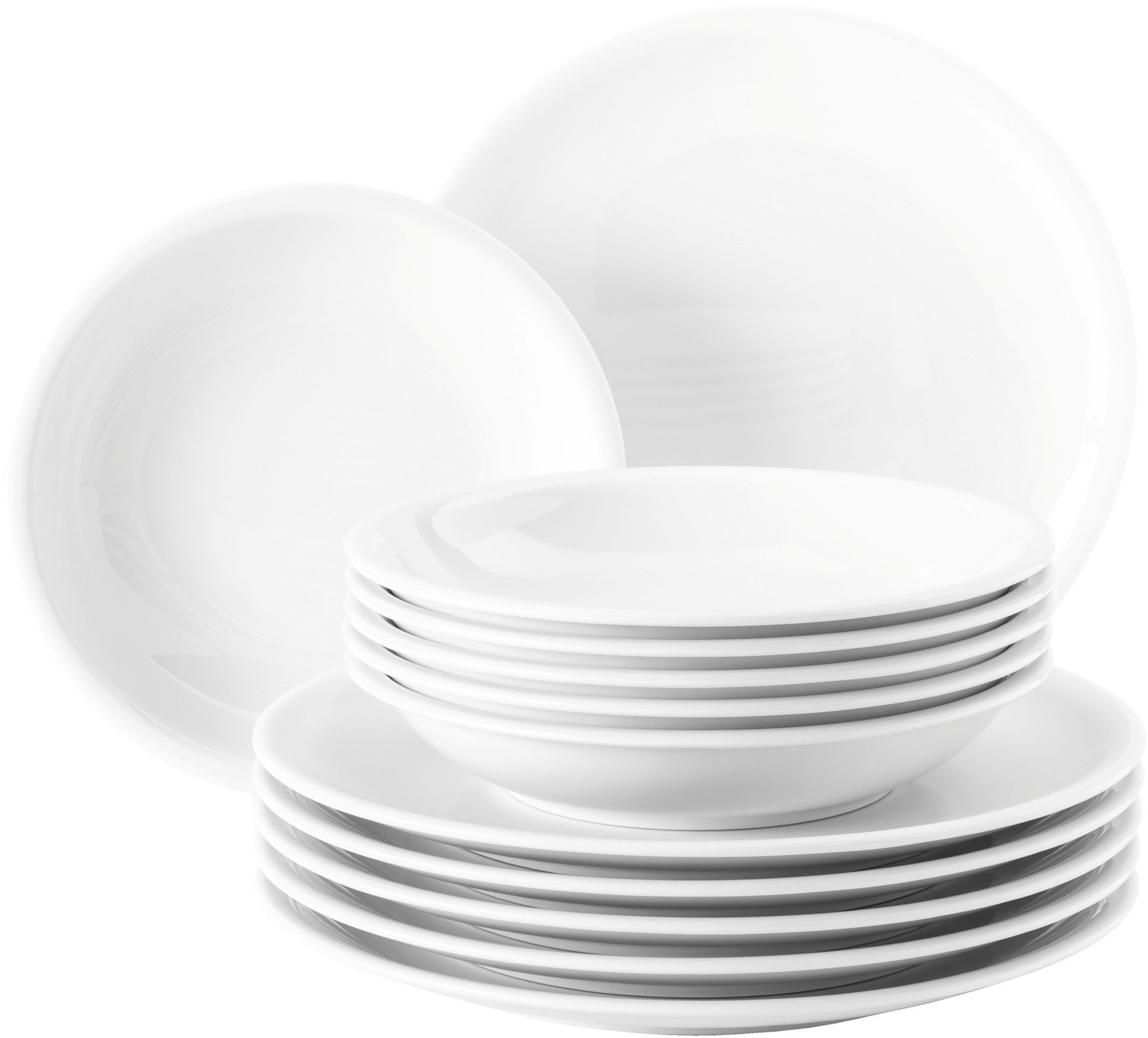 Seltmann Weiden Tafelservice Geschirr-Set Compact (12-tlg), 6 Personen, Porzellan, Teller Set, Geschirr-Set, Teller, weiß, 12 Teile, für 6 …