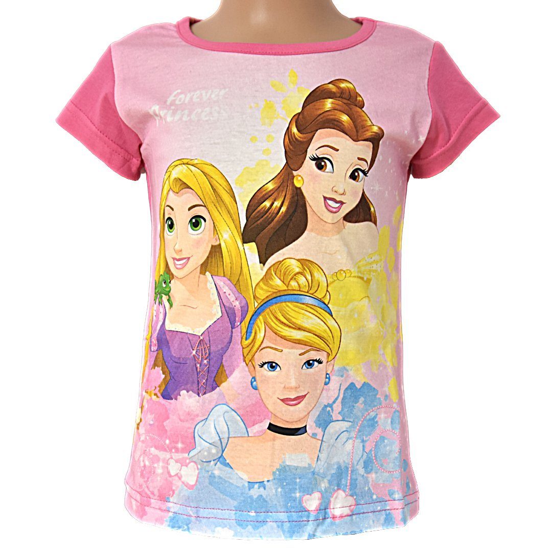 cm Rosa Kurzarmshirt Princess T-Shirt Mädchen 92-116 Gr. Disney