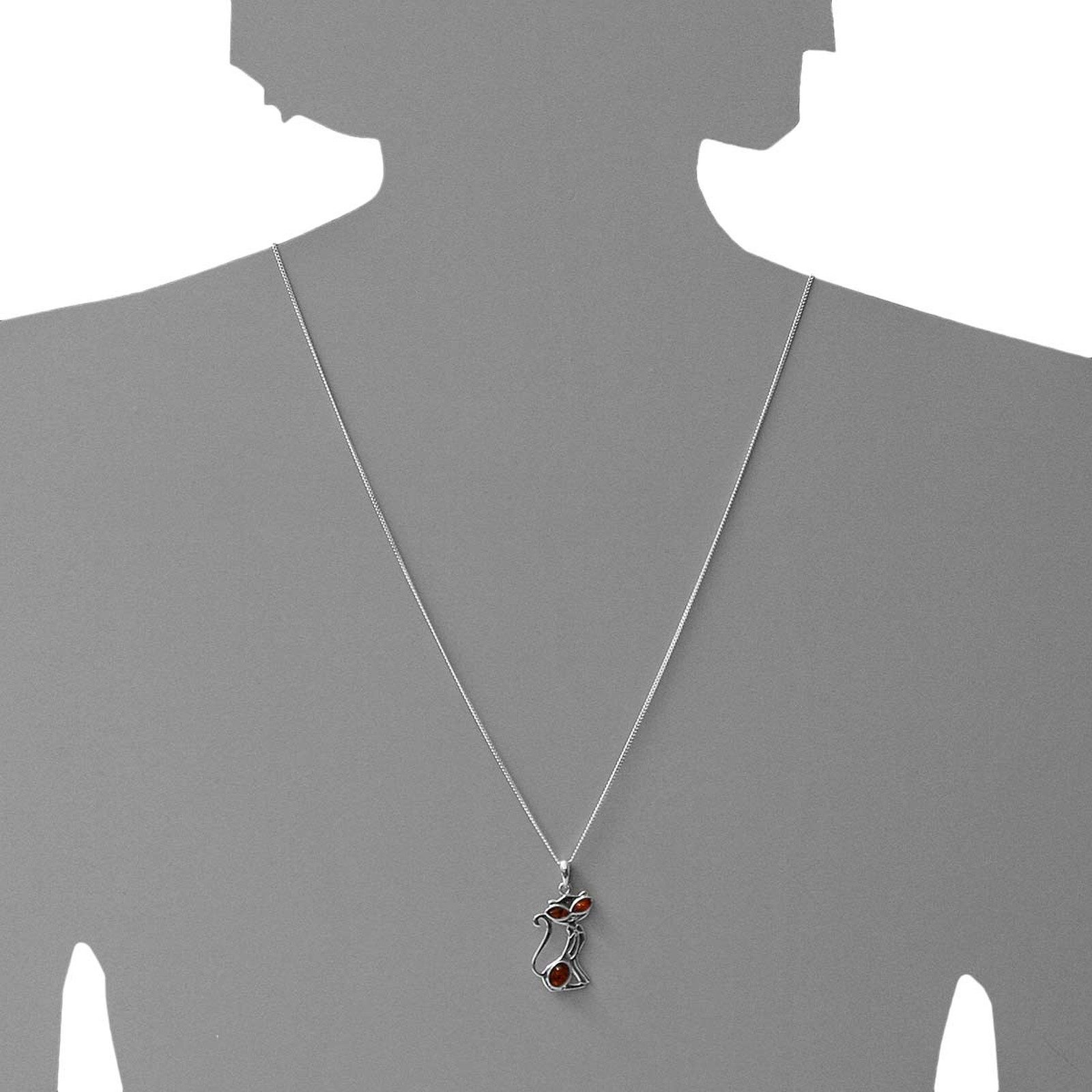 OSTSEE-SCHMUCK Kette mit Anhänger Ostsee-Schmuck Kette mit Anhänger Katze Kette mit Anhänger Katze (2-tlg)