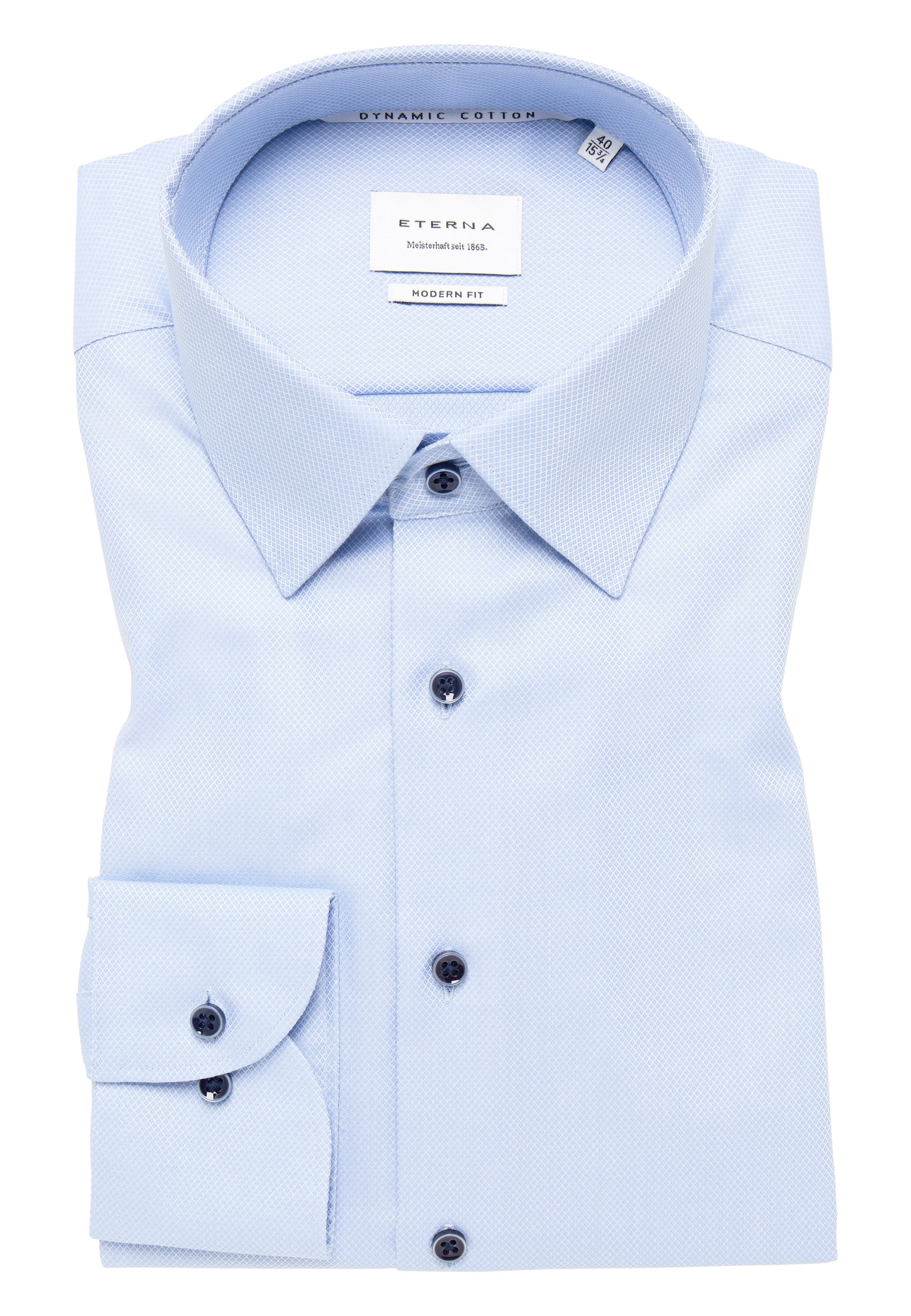 Eterna Businesshemd ETERNA MODERN FIT Natural Stretch Langarm Hemd hellblau dobby 2132-12-