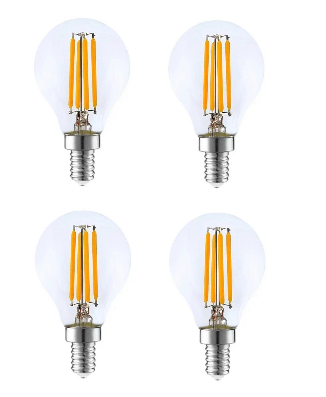 Provance LED-Leuchtmittel 4 x LED Glühlampe Kugel Filament E14 3W 3 Watt 330 Lumen 2700 Kelvin, E14, 4 St., Warmweiß