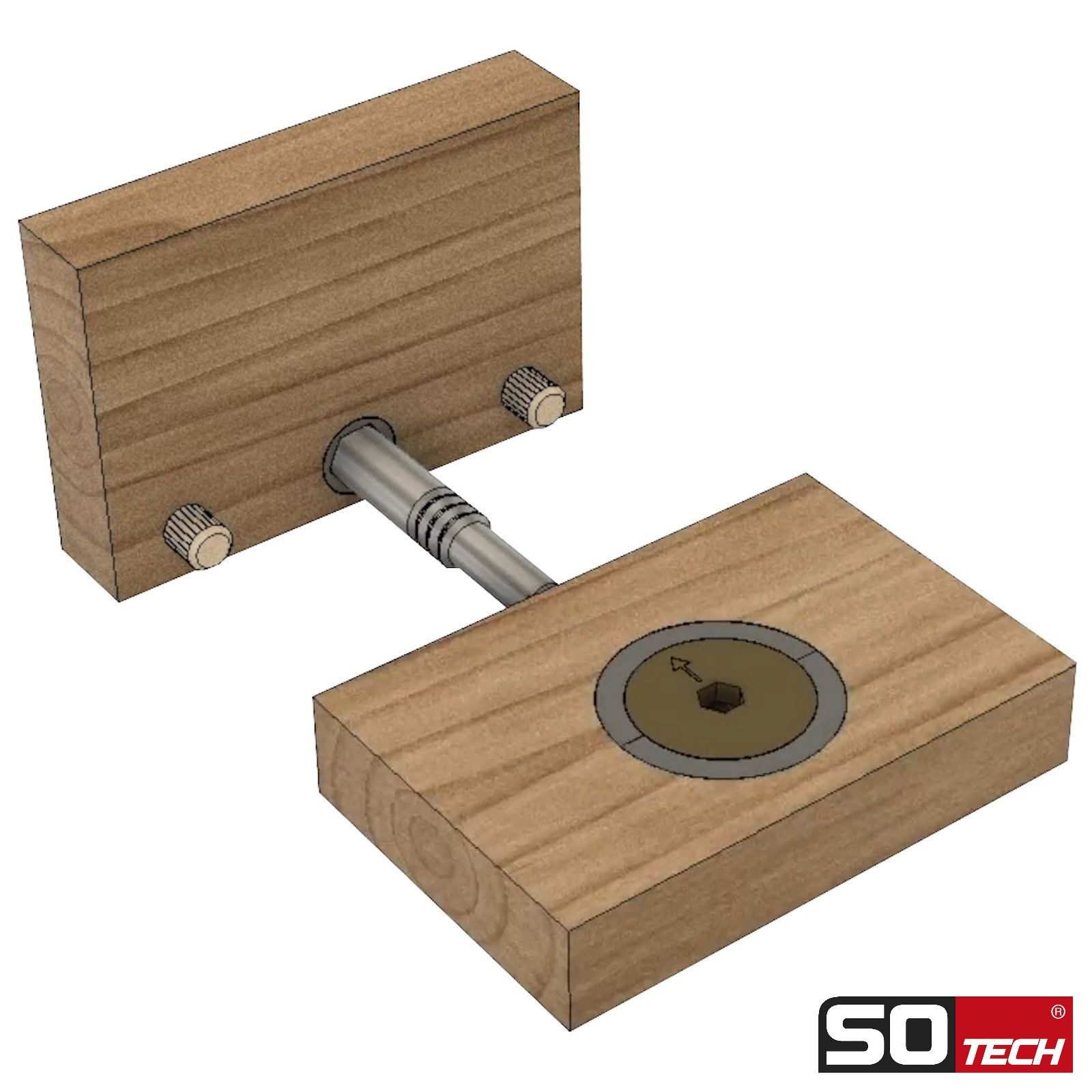 SO-TECH® Möbelbeschlag Eckverbinder FUERTE Metall für Holz- und Möbelkonstruktionen, Tiefe 64 mm, mit weißer Kunststoffabdeckung