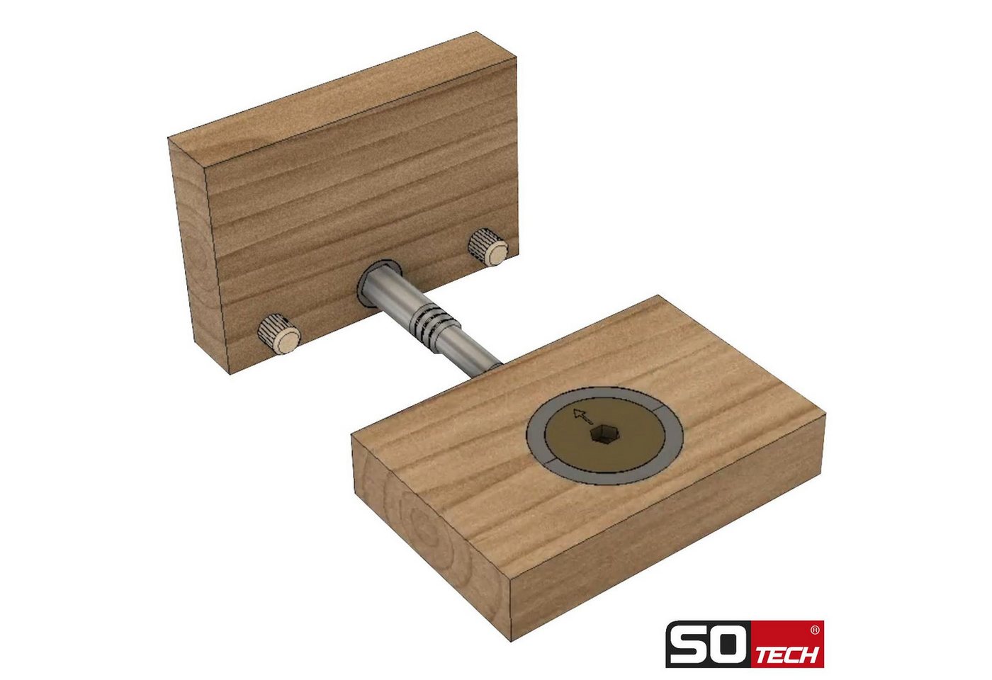 Thumbnail - SO-TECH® Möbelbeschlag Eckverbinder FUERTE Metall für Holz- und Möbelkonstruktionen, Tiefe 64 mm, mit brauner Kunststoff...