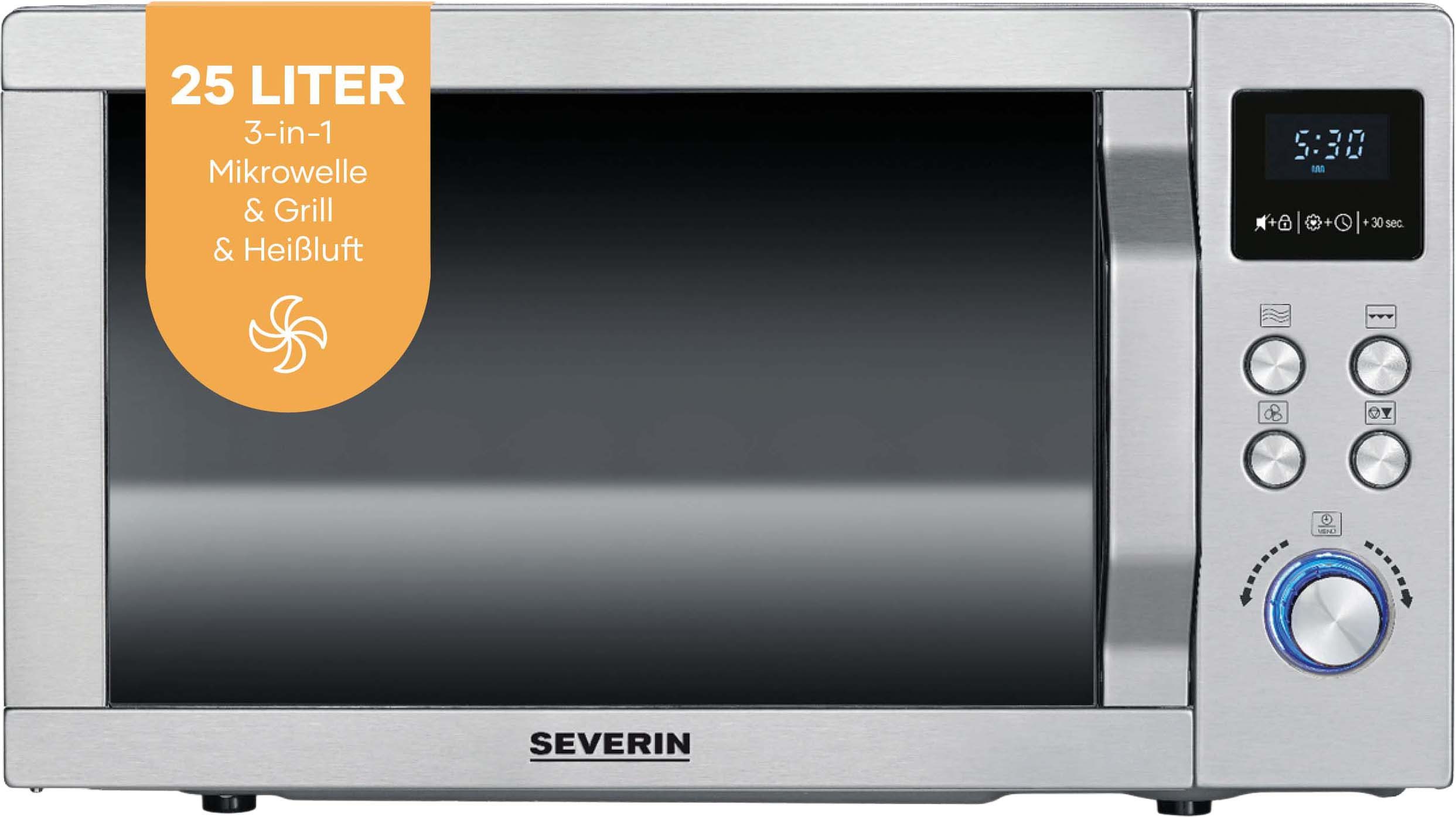 Severin Mikrowelle MW 7774, Grill, Heißluft, Mikrowelle, 25 l, mit Grill- und Heißluftfunktion 3-in-1