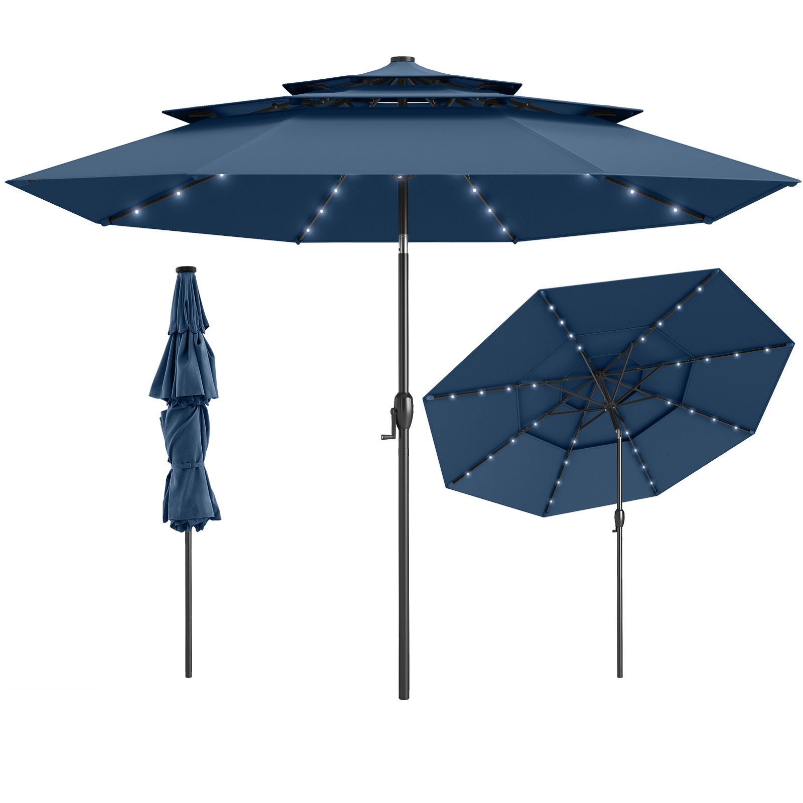 COSTWAY Sonnenschirm, Ø297cm Balkonschirm mit 32 günstig online kaufen