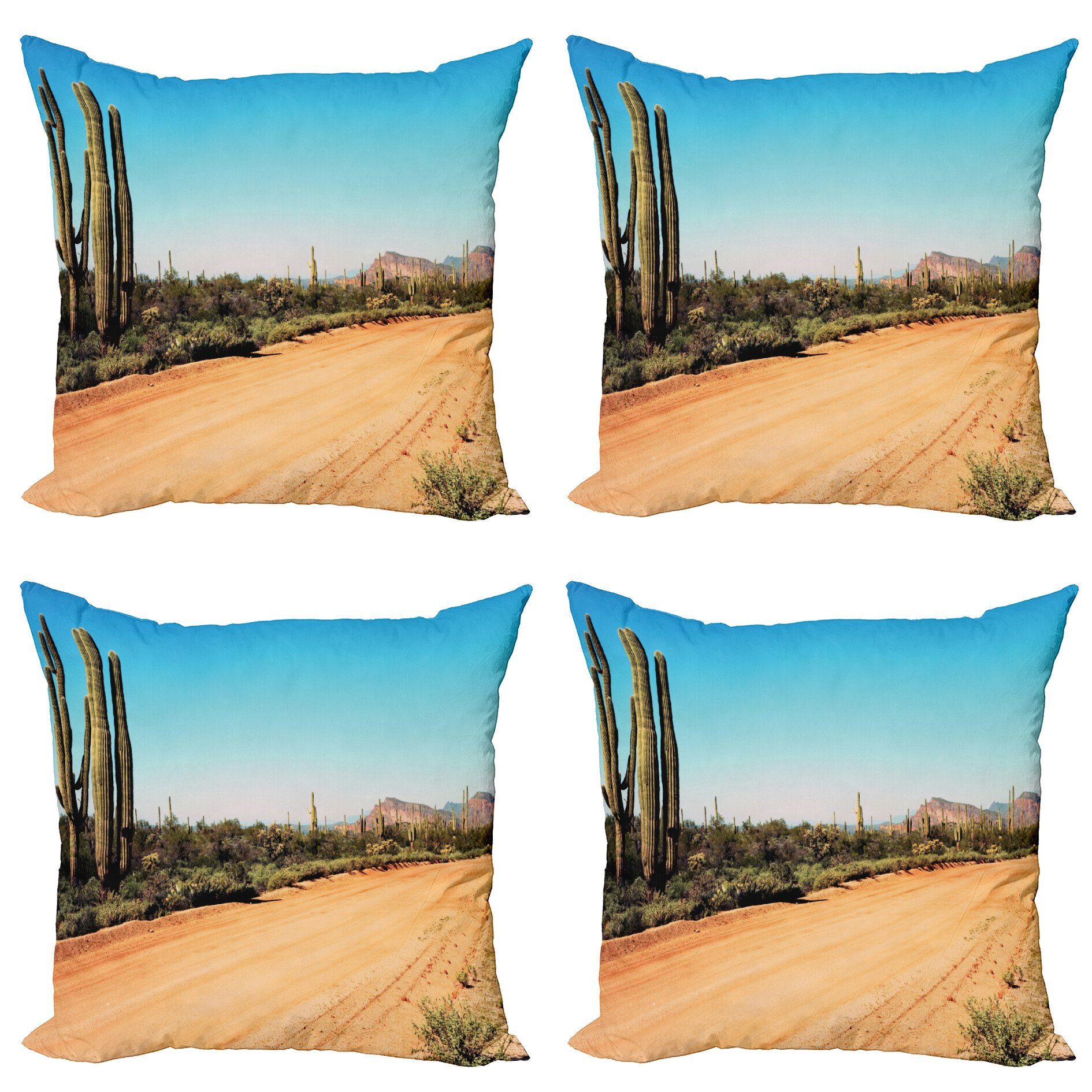 Kissenbezüge Modern Accent Doppelseitiger Digitaldruck, Abakuhaus (4 Stück), Natur Amerikanischer Wüsten-Kaktus