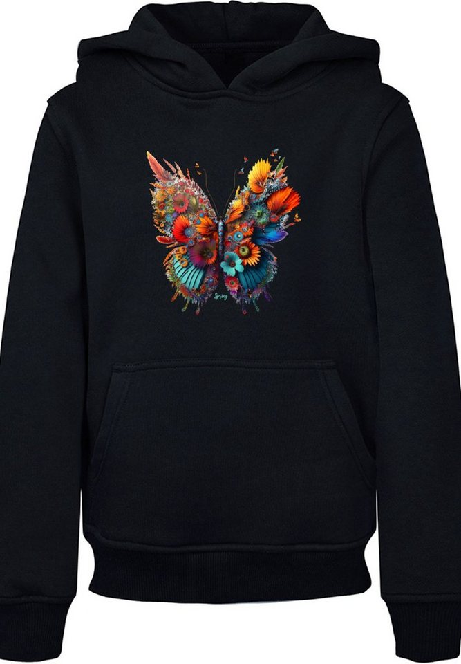 F4NT4STIC Kapuzenpullover Schmetterling Blumen Hoodie Unisex Print