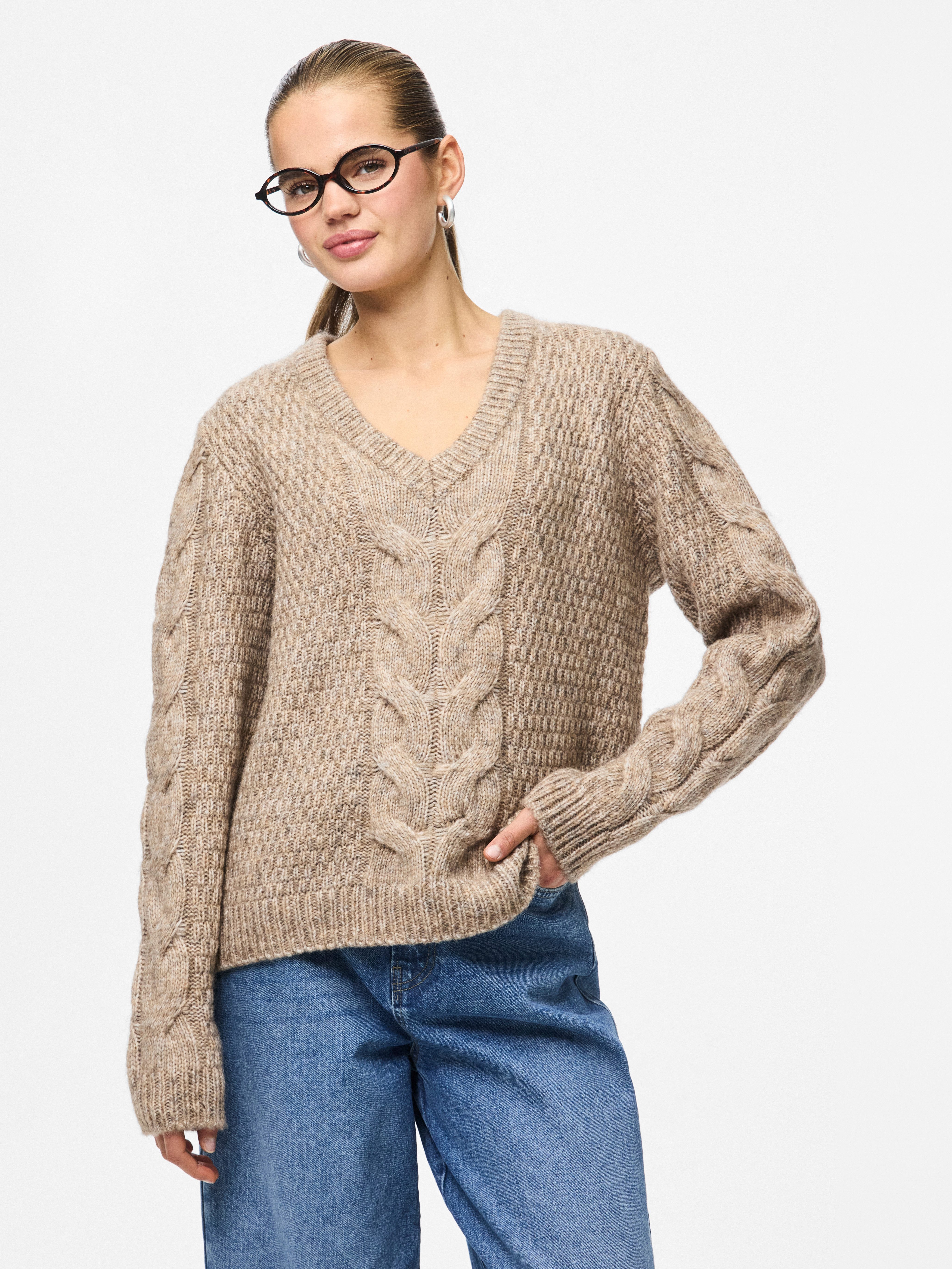pieces Strickpullover PCNINA LS V-NECK KNIT günstig online kaufen