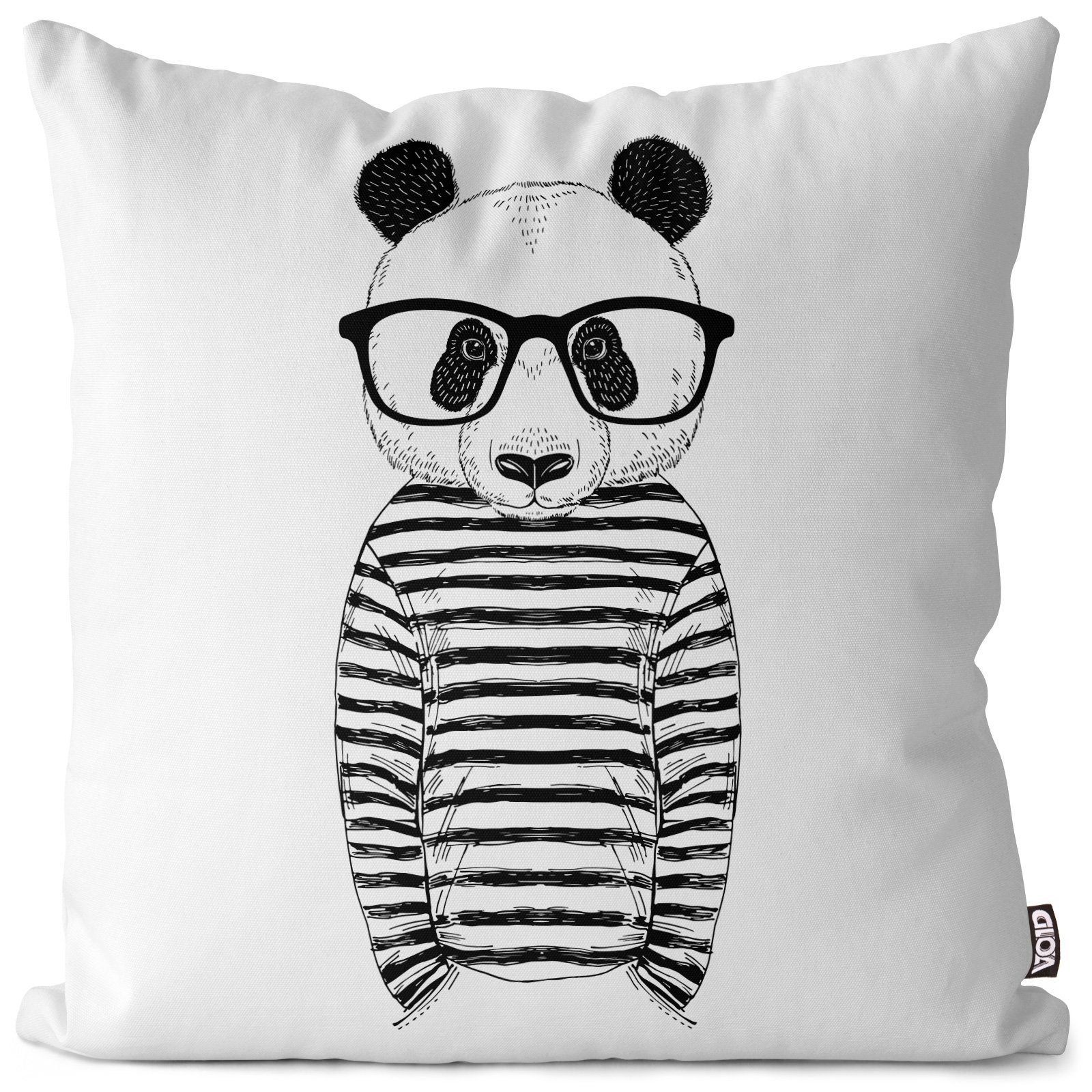 VOID Sofa-Kissen Tiere Hipster Skizze Cartoon (1 Smart Kissenbezug, schwarz nordisch Brille Poster Stück), Design skandinavisch Panda weiss Figur Bär Tierwesen gestreift