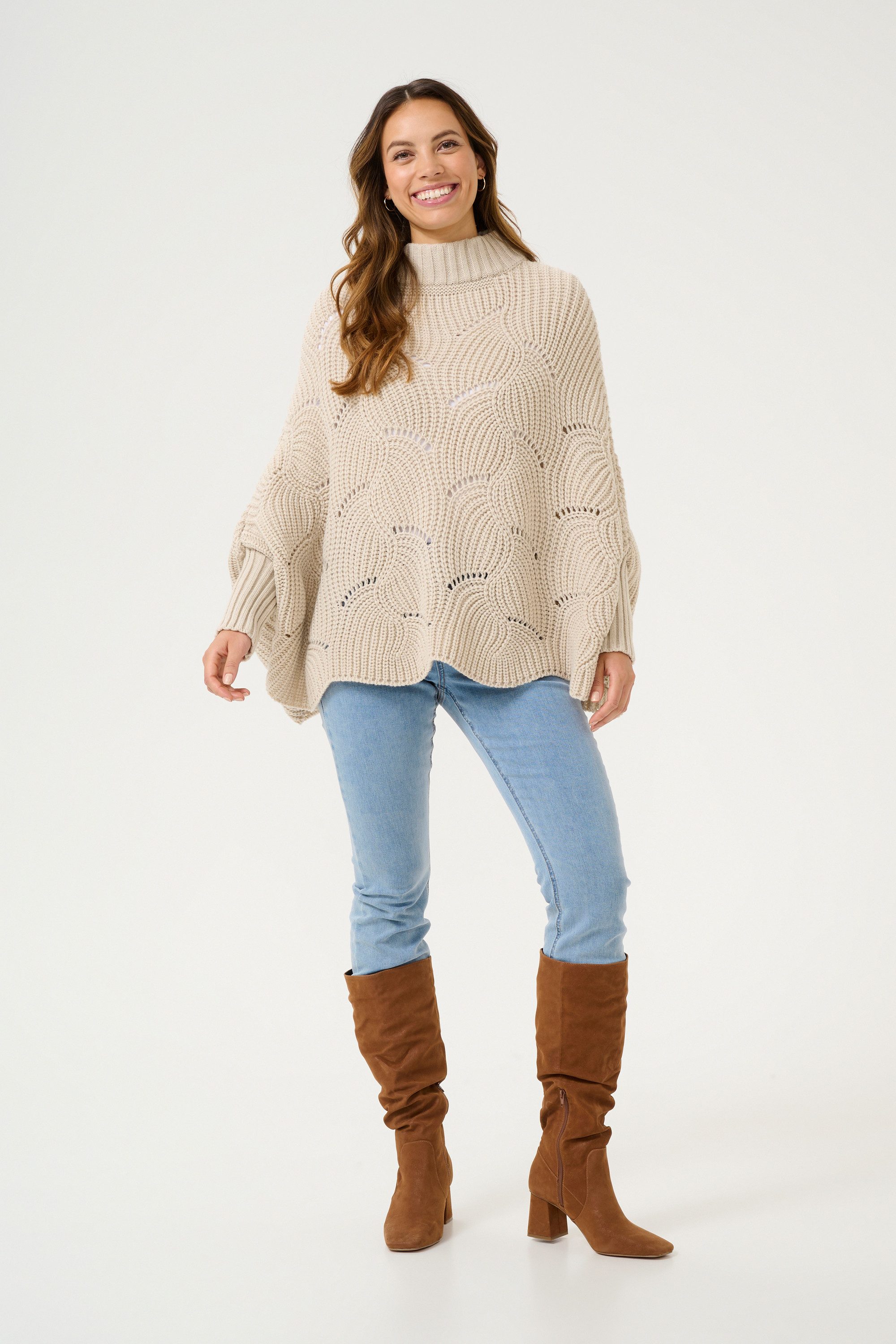 Cream Strickponcho Poncho CRMistletoe