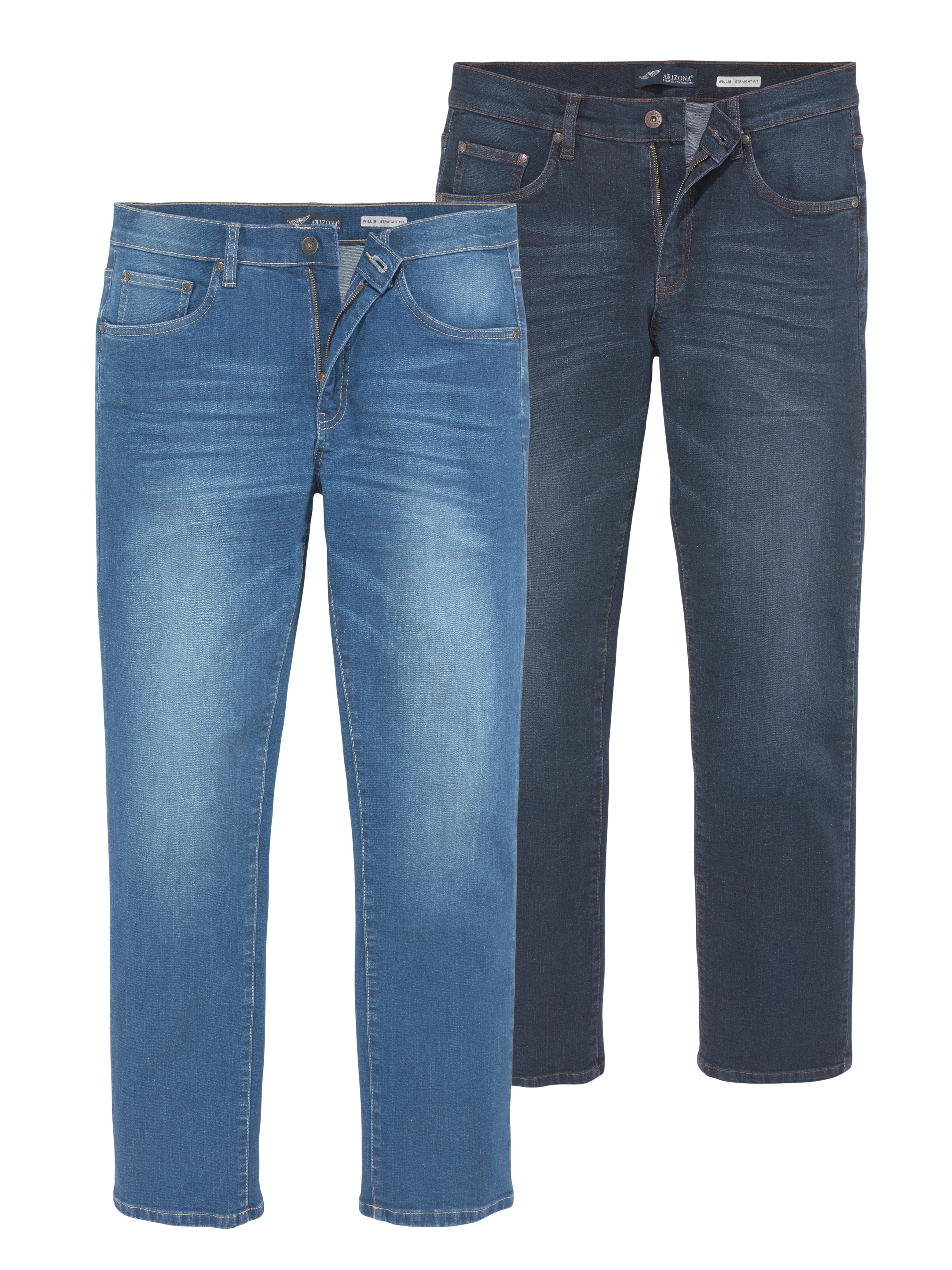 Arizona Stretch-Jeans Willis (Packung, 2-tlg) straight-fit, lange Beine, mit Nieten, niedrige Leibhöhe