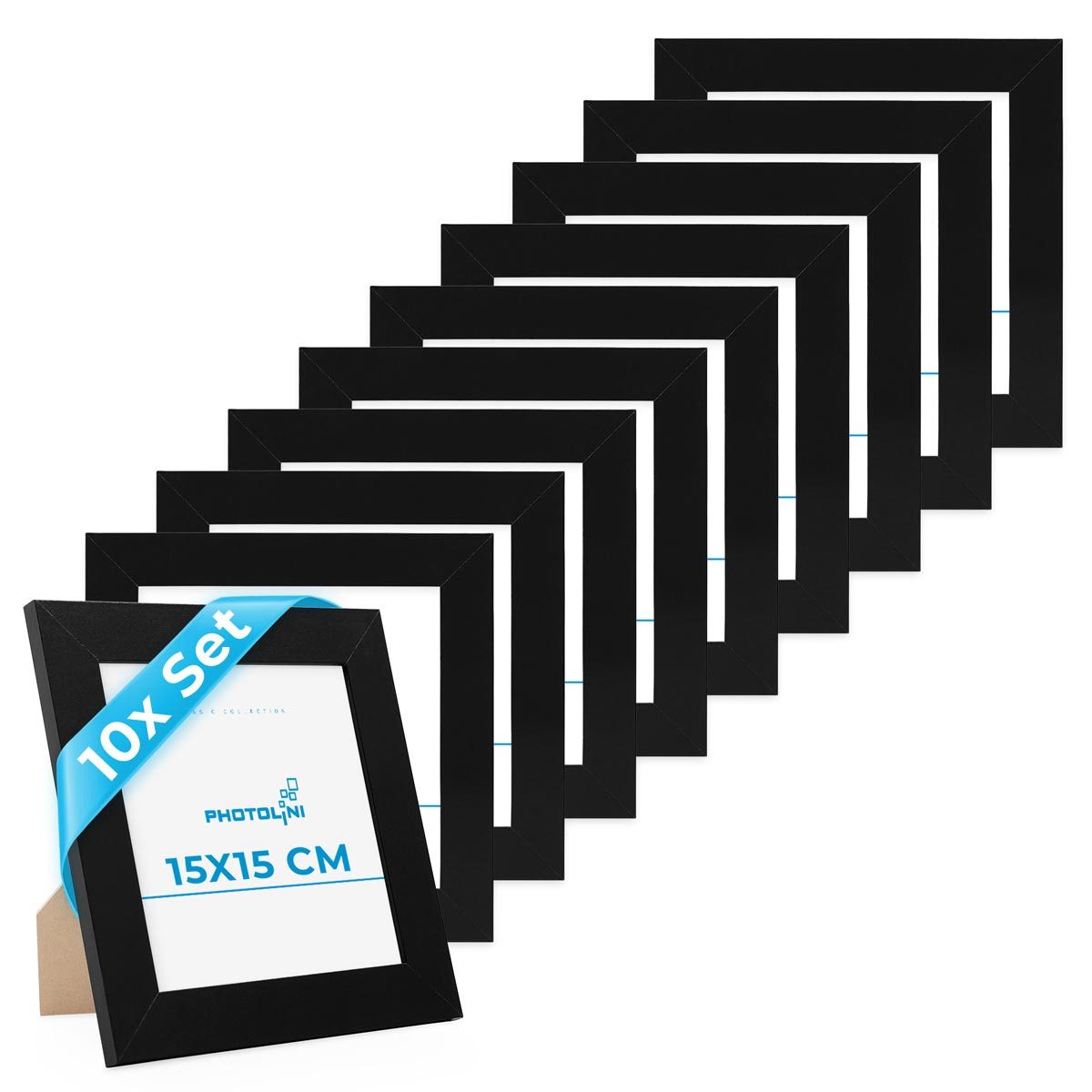 PHOTOLINI Bilderrahmen 10er Set Big Pack, breite Rahmen mit bruchsicherem Acrylglas, für 10 Bilder (10er Set), im modernen Stil für Ihre stilvolle Wanddekoration für Fotos & Poster