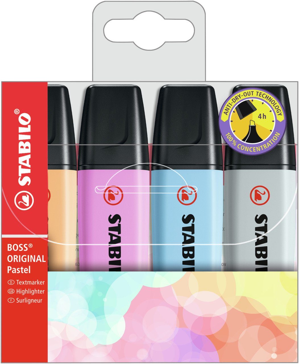 STABILO Marker STABILO 70/4-4 STABILO Textmarker BOSS ORIGINAL Pastel, 4er PET-Etui