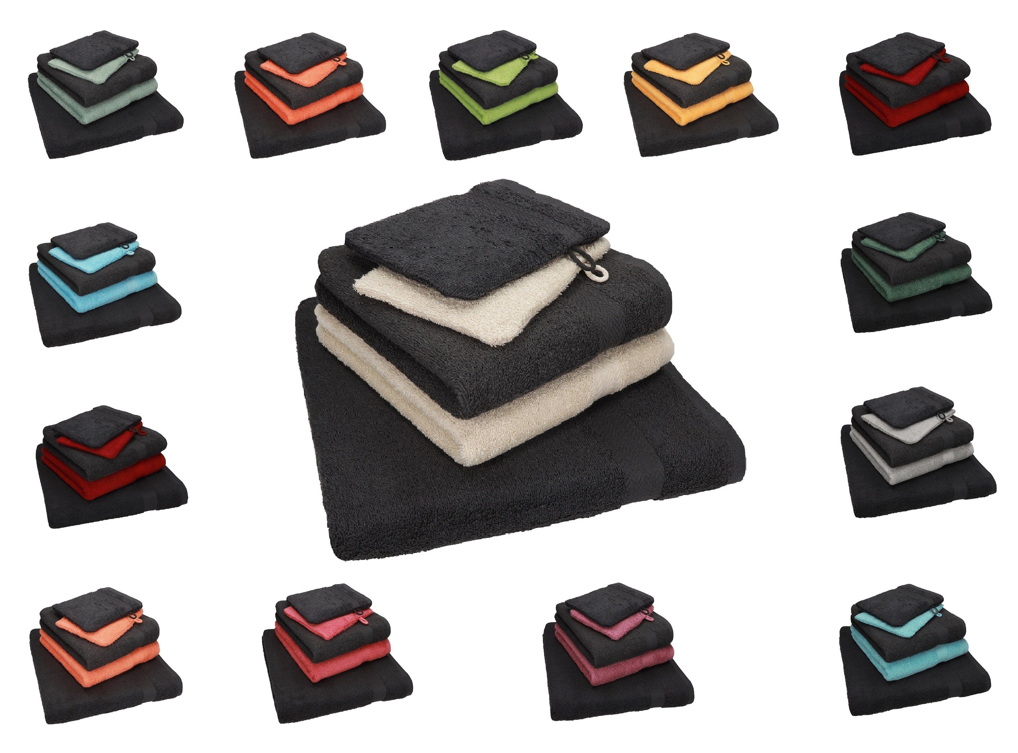 SINGLE Handtuch orange 5 1 graphit TLG. 2 Set Handtücher und PACK Set 100% Handtuch Baumwolle Waschhandschuhe, Betz 2 100% grau Baumwolle Duschtuch