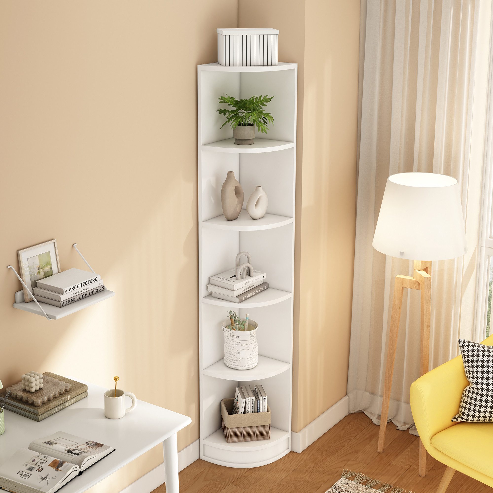 REDOM Eckschreibtisch Eckbücherregal,Lagerregal (Weißes Eckbücherregal aus günstig online kaufen