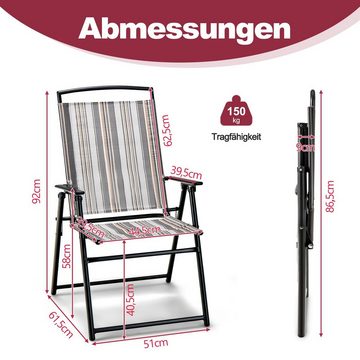 COSTWAY Gartenstuhl 2er Set Hochlehner Klappstuhl (2 St), bis 150kg