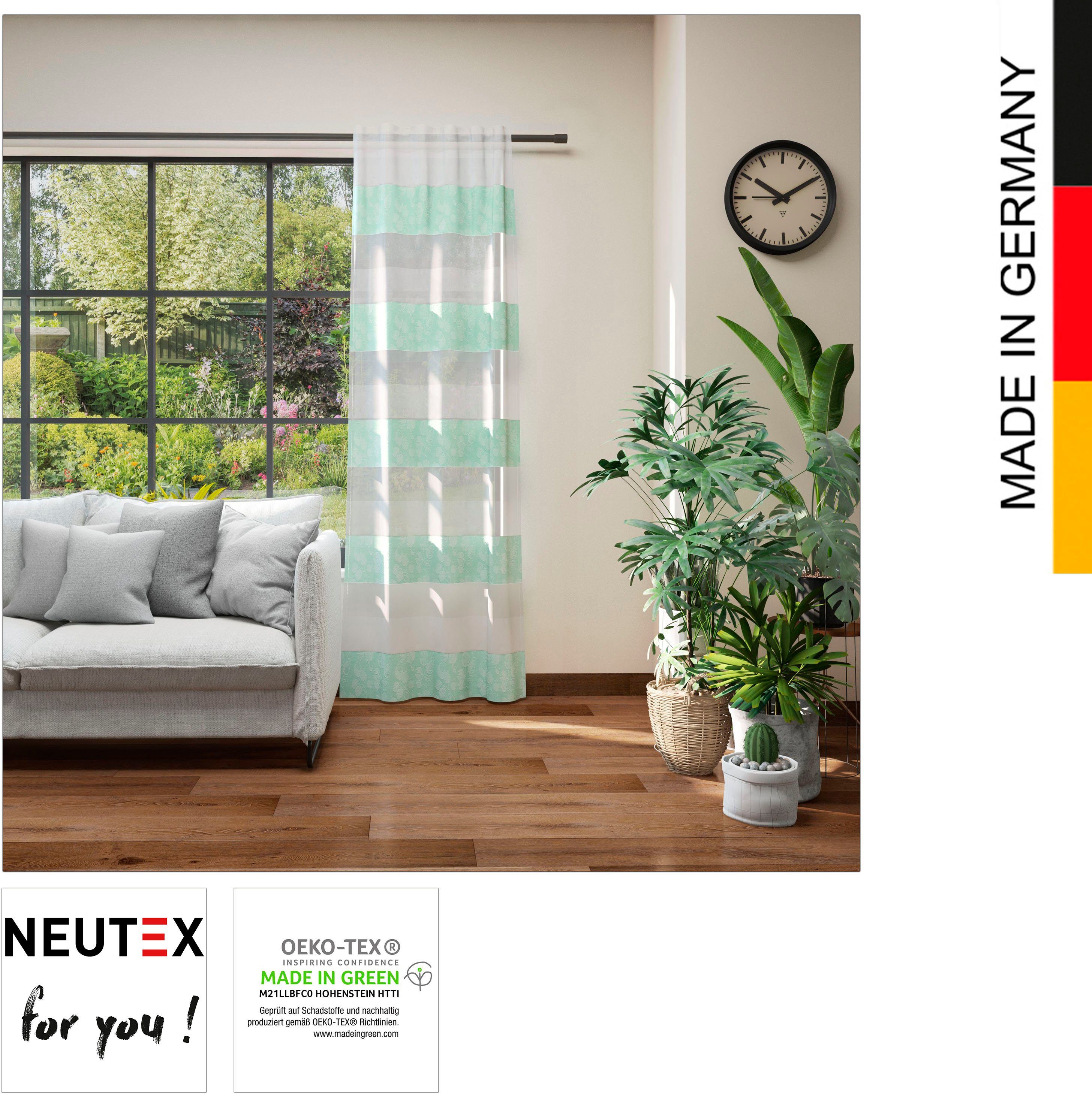 Vorhang (1 weichfließende weiß for mintgrün halbtransparent, Dekoqualität Dorina, Multifunktionsband Neutex you!, softe St),