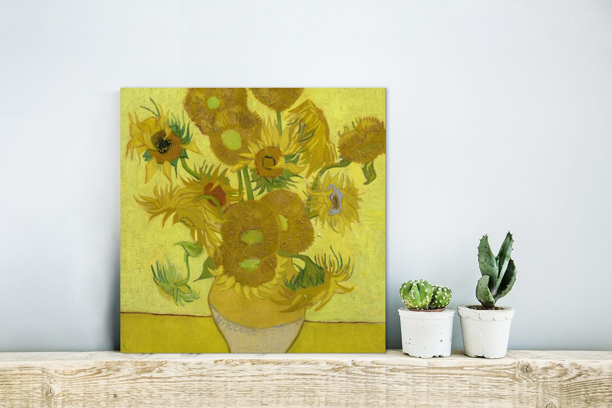 St), (1 deko van Alu-Dibond-Druck, MuchoWow Vincent Metall, Aluminium - aus Metallbild Gemälde Gogh, Sonnenblumen