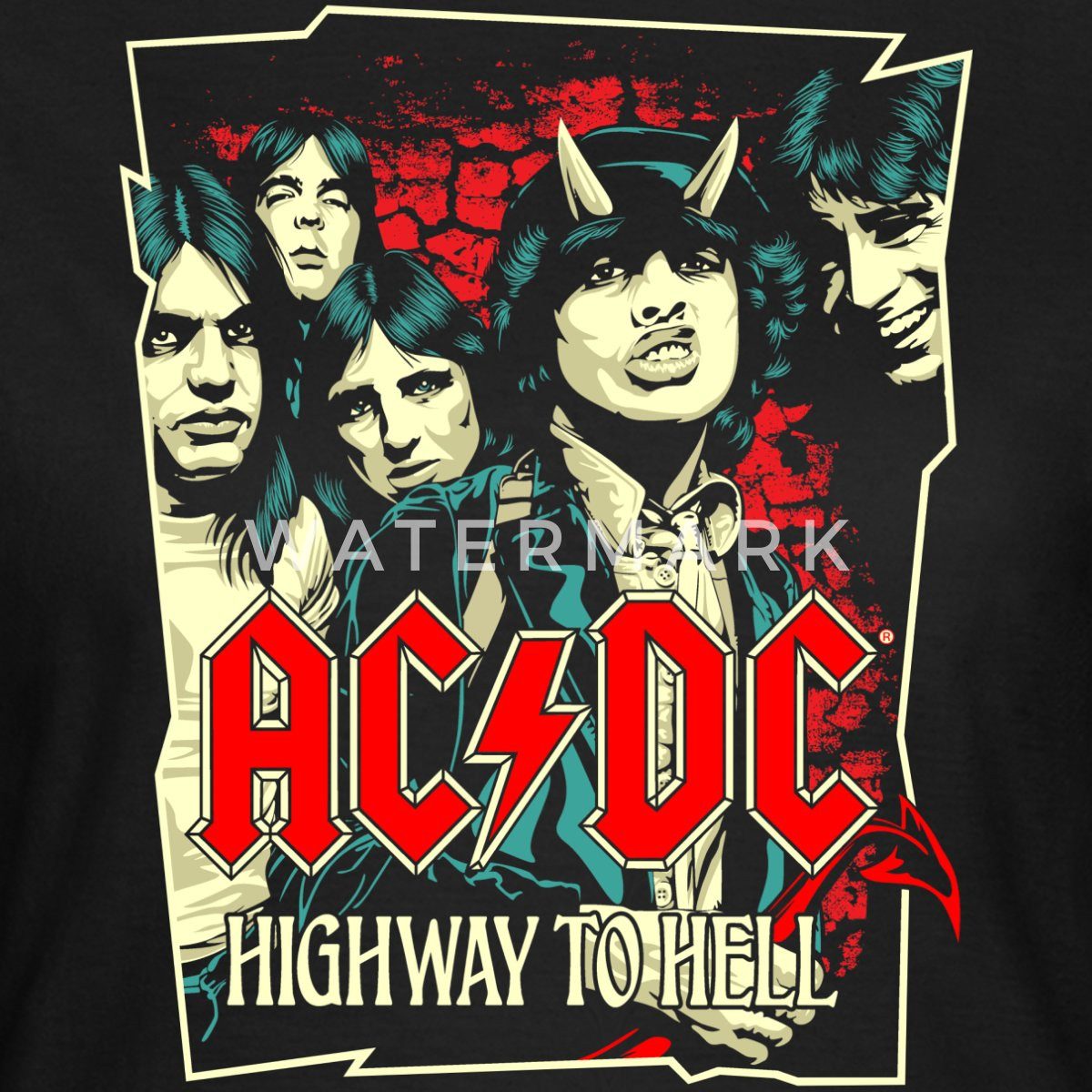 Spreadshirt T-Shirt AC/DC Bandlogo Bild Highway To Hell Album Frauen T-Shirt (1-tlg) Slim Fit, fällt klein aus – Bild 2 von 5